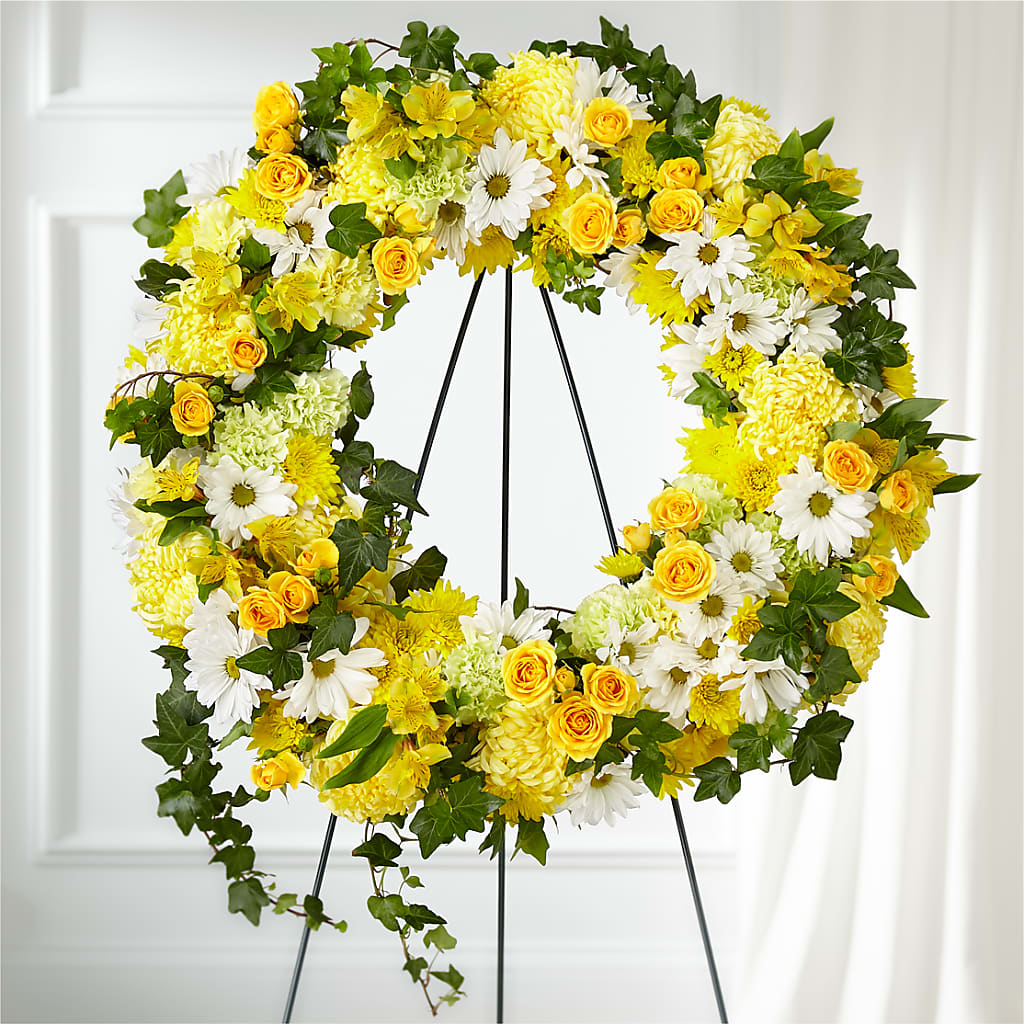 Golden Remembrance Wreath – Grimm-kruse-brix Florist Inc, Saint Louis MO
