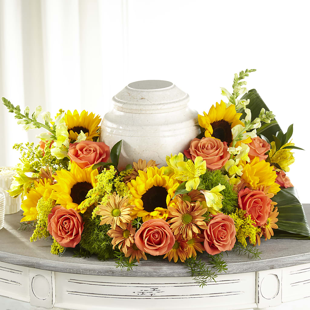 Faithful Sunflower Cremation Adornment – Grimm-kruse-brix Florist Inc, Saint Louis MO