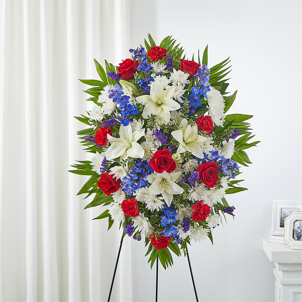 Cherished Service Standing Spray – Grimm-kruse-brix Florist Inc, Saint Louis MO