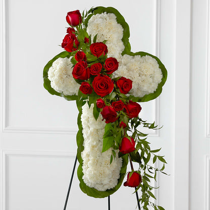 Floral Cross Easel –  Grimm-kruse-brix Florist Inc, Saint Louis MO